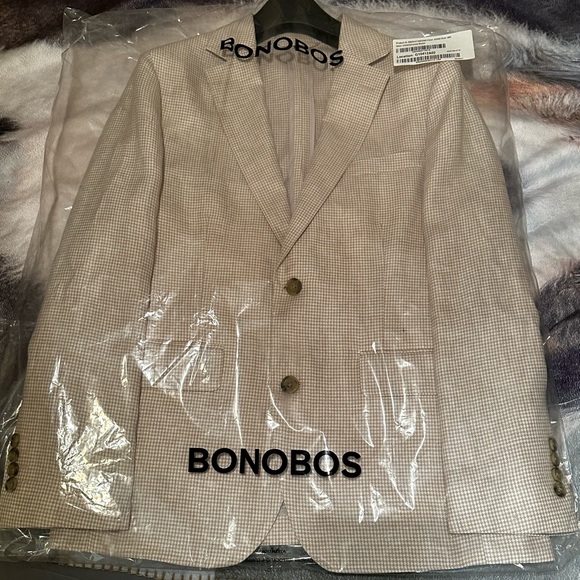 Bonobos Light Khaki Houndstooth Jetsetter Unconstructed Blazer